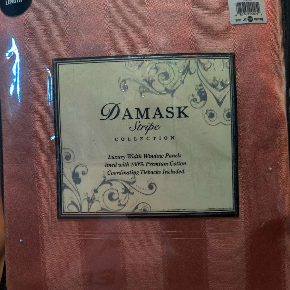 Damask window panels 84"